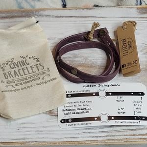 Giving Bracelet Double Warrior Wrap Bracelet 16 Inch Genuine Lavender Leather